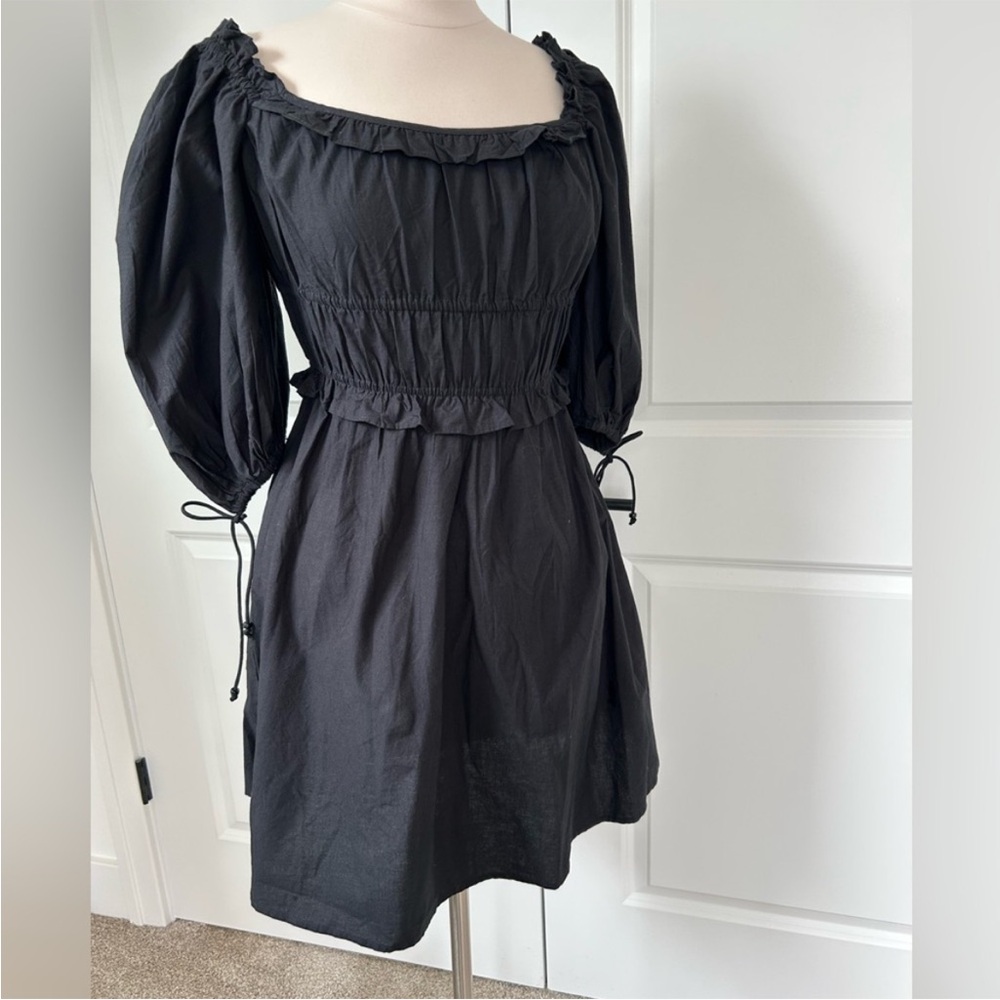 NWT House of Harlow Black Peasant Milkmaid Ruffle Dress Small - Picture 10 of 10